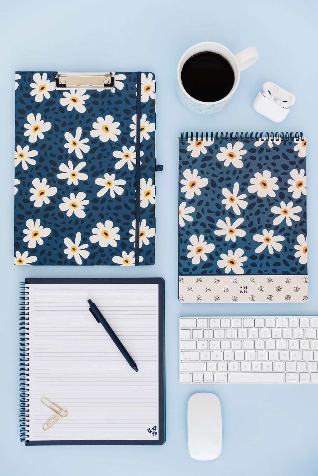 Large Top Spiral Notebook, Leopard Daisy