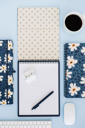 Large Top Spiral Notebook, Leopard Daisy
