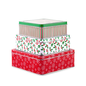 Cookie Tins (Square Set of 3), Snowflake