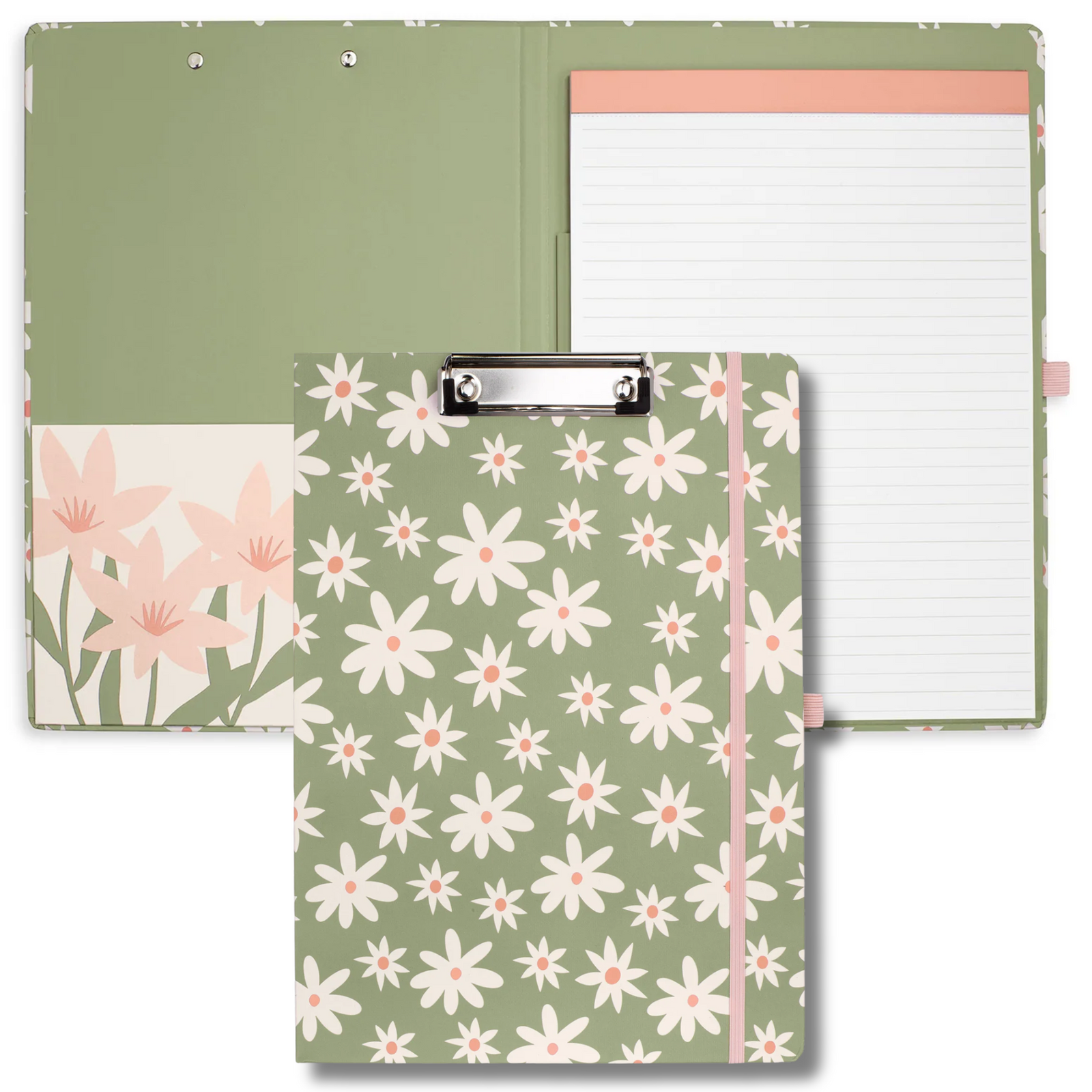 Clipboard Folio, Daisy Floral Green