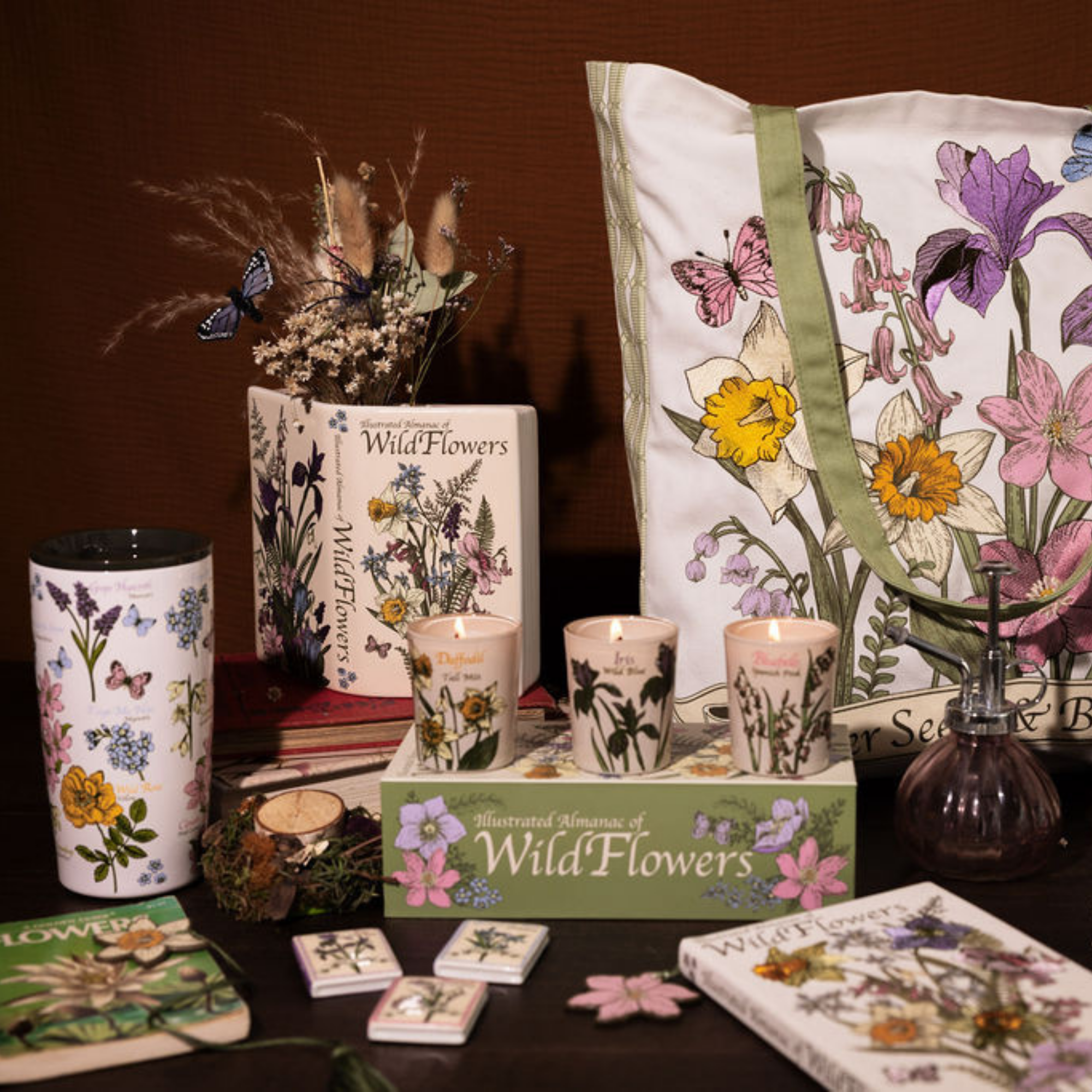 Open Book Vase, Wildflowers