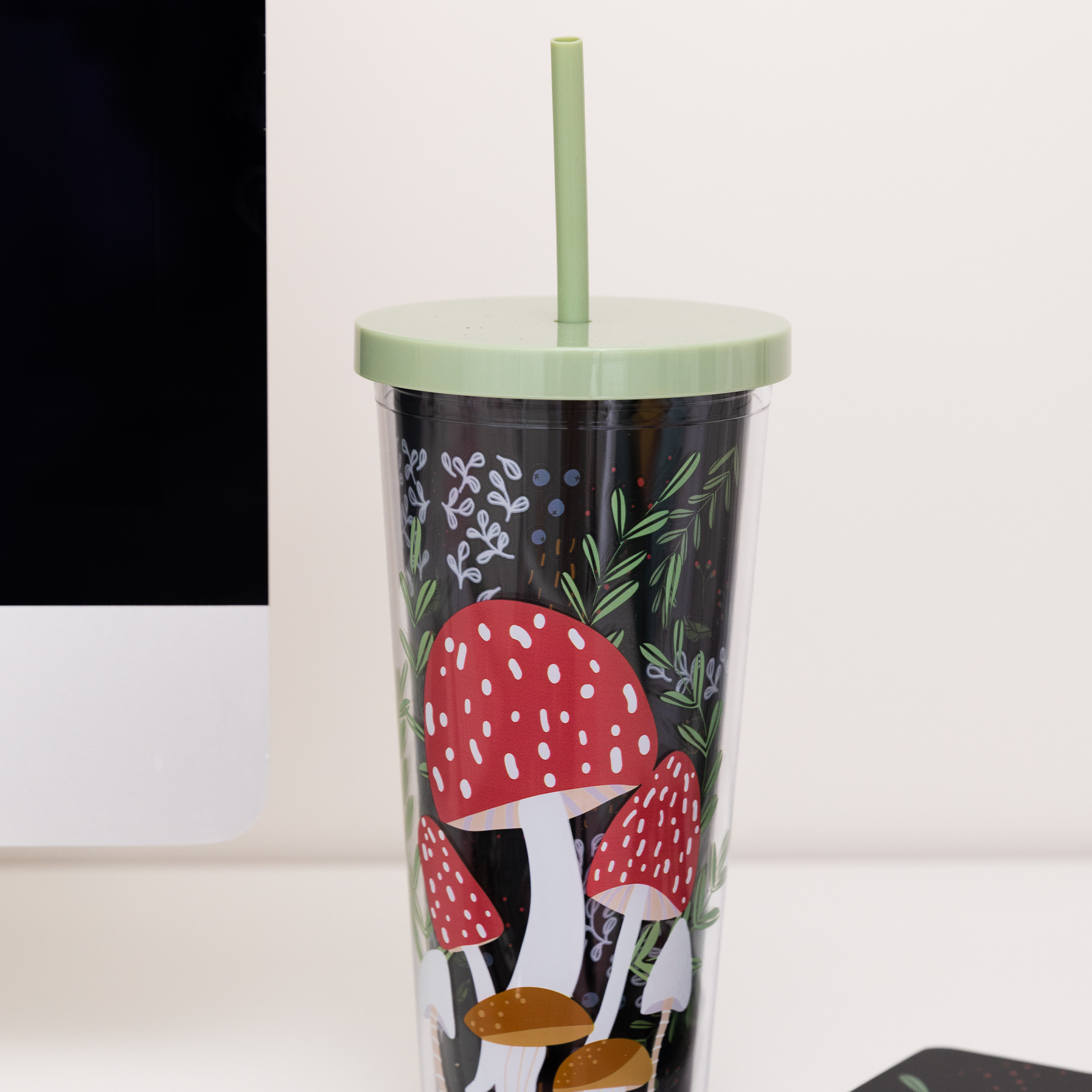 Tumbler with Straw, Mushroom