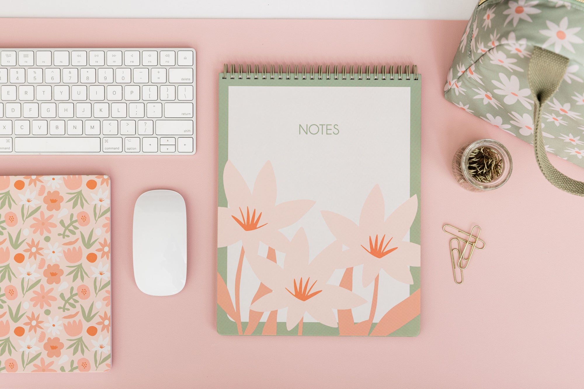 Mini Notebook, Cutout Floral Pink