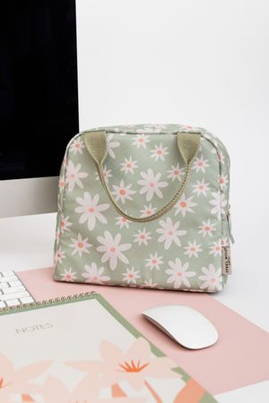 Lunch Tote, Daisy Floral Green