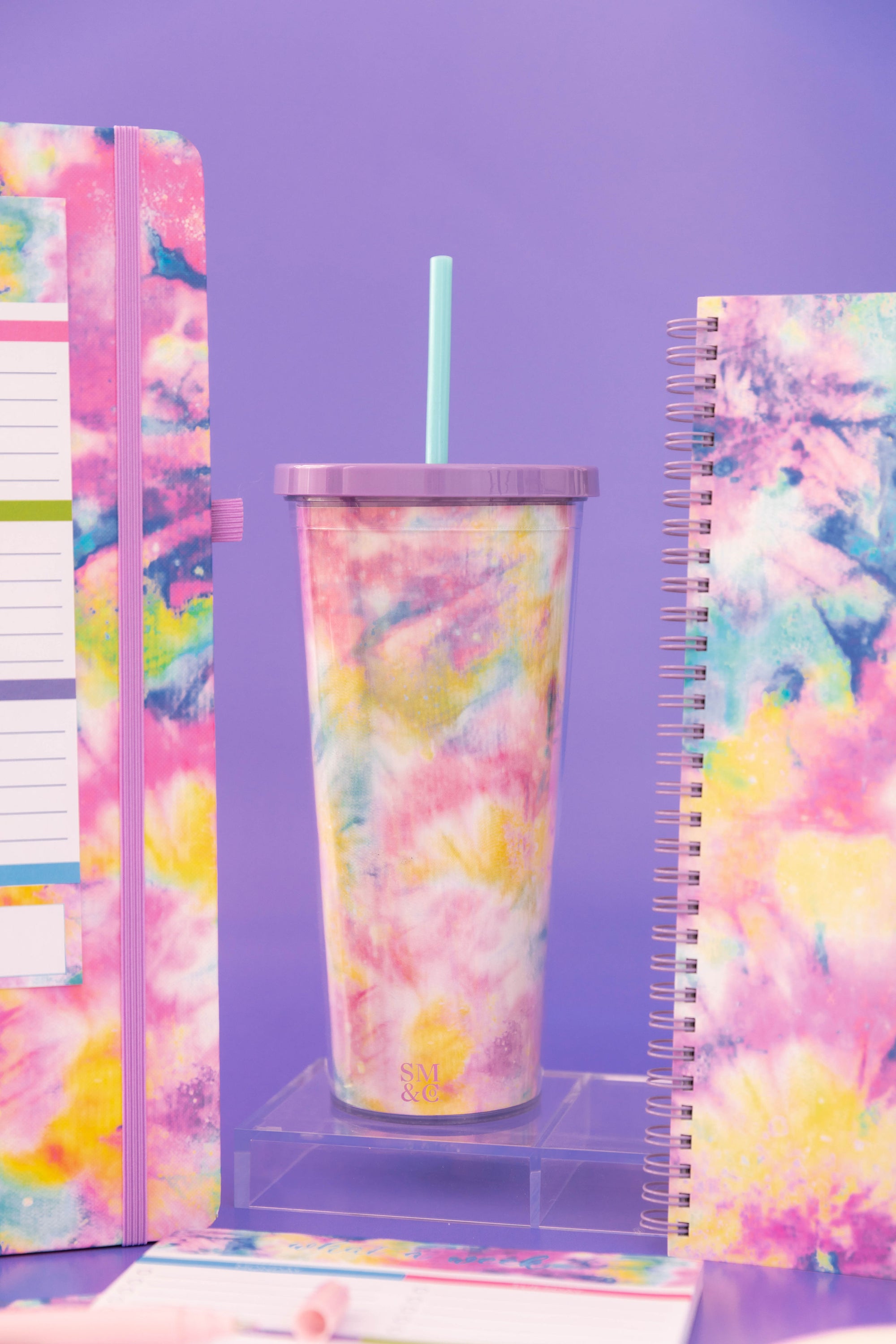 Tumbler with Straw, Tie Dye