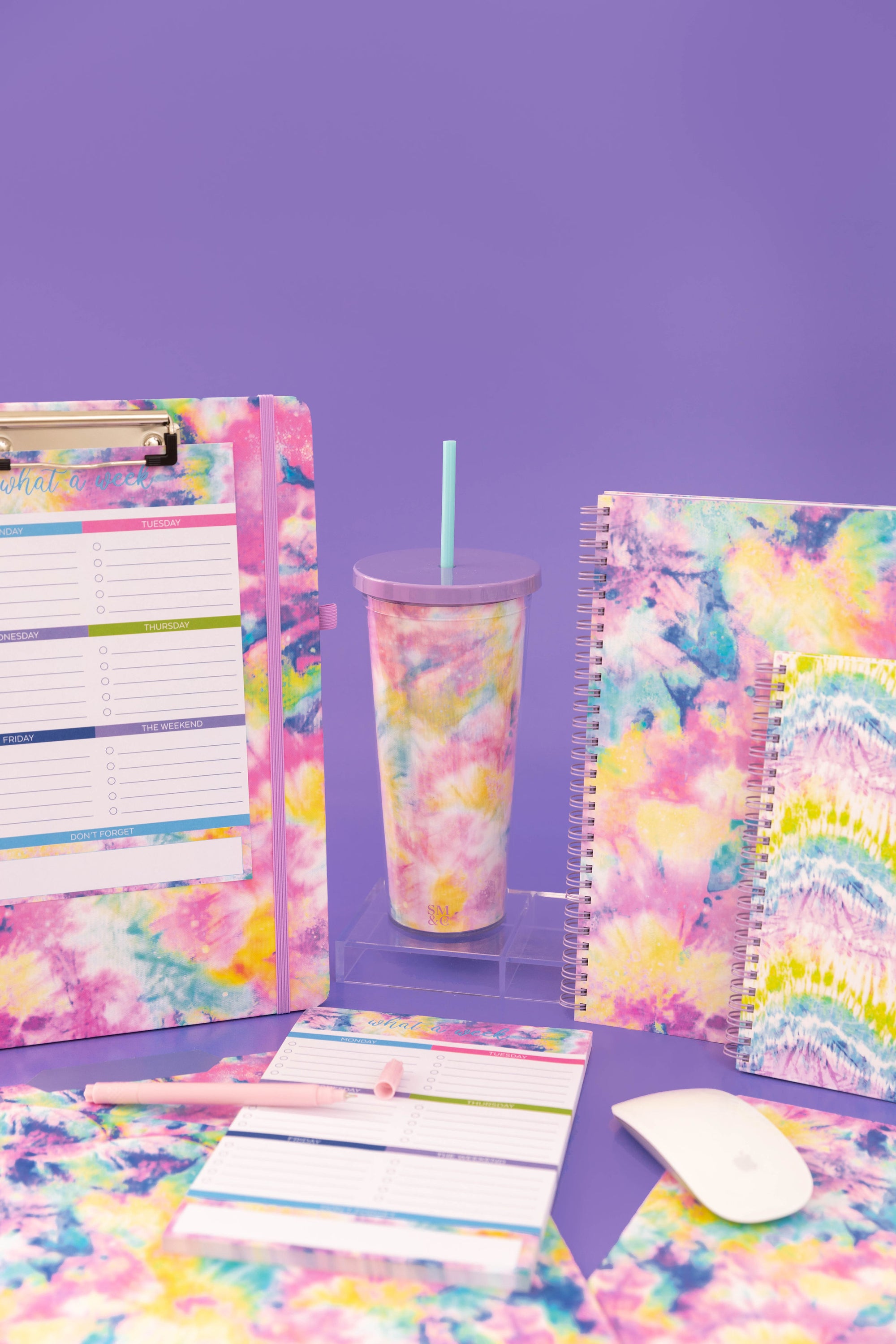 Tumbler with Straw, Tie Dye