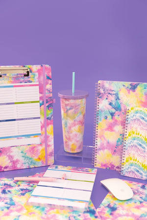 Tumbler with Straw, Tie Dye