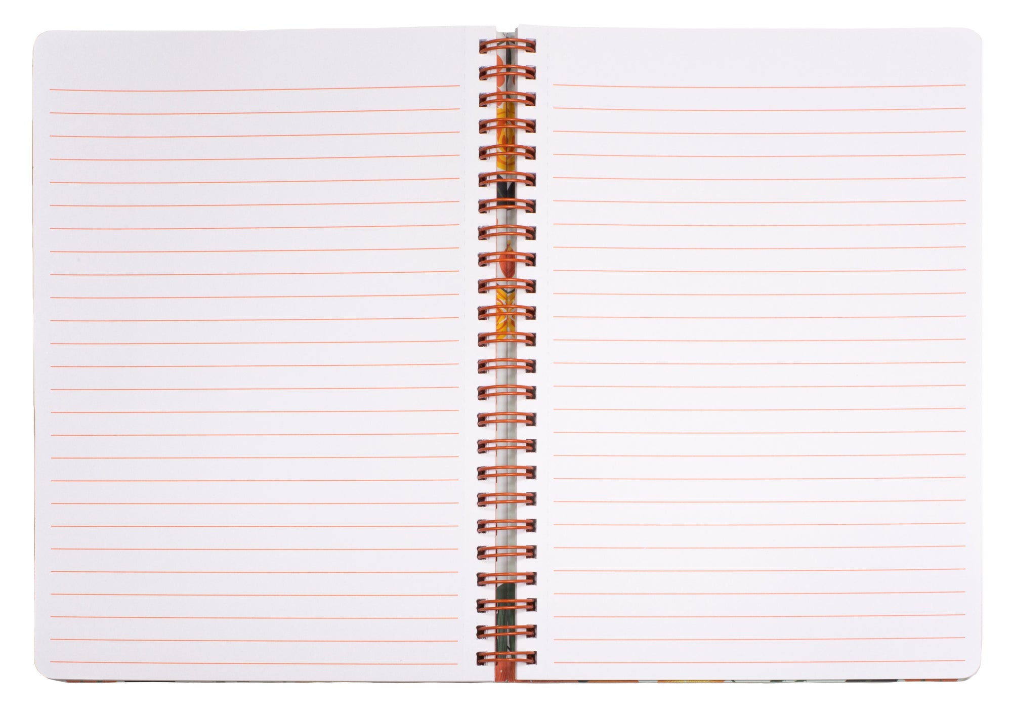 mini spiral notebook with orange floral hardcover, metal spiral and 160 lined pages for school or office supplies
