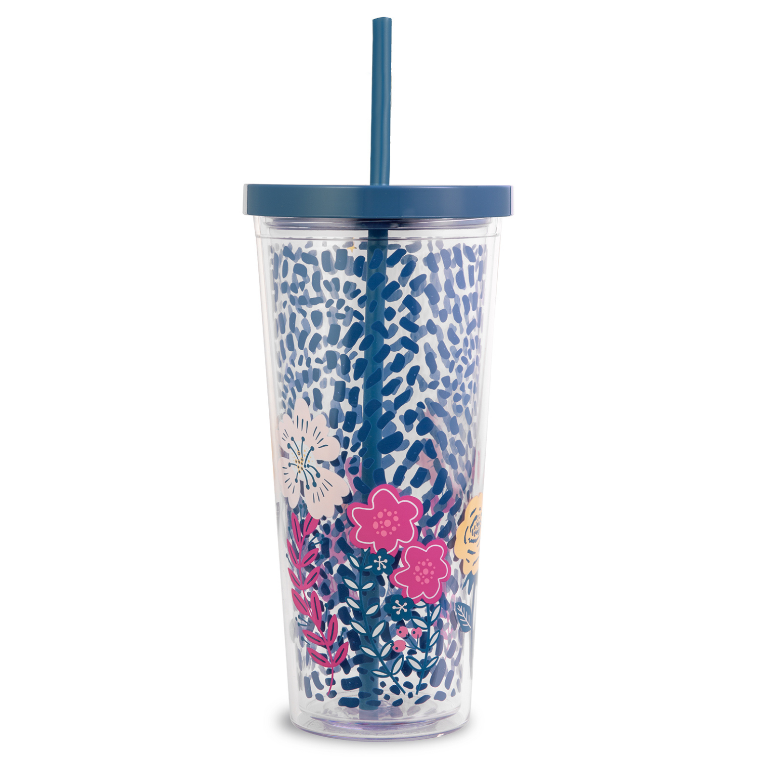 Tumbler with Straw, Mosaic Floral