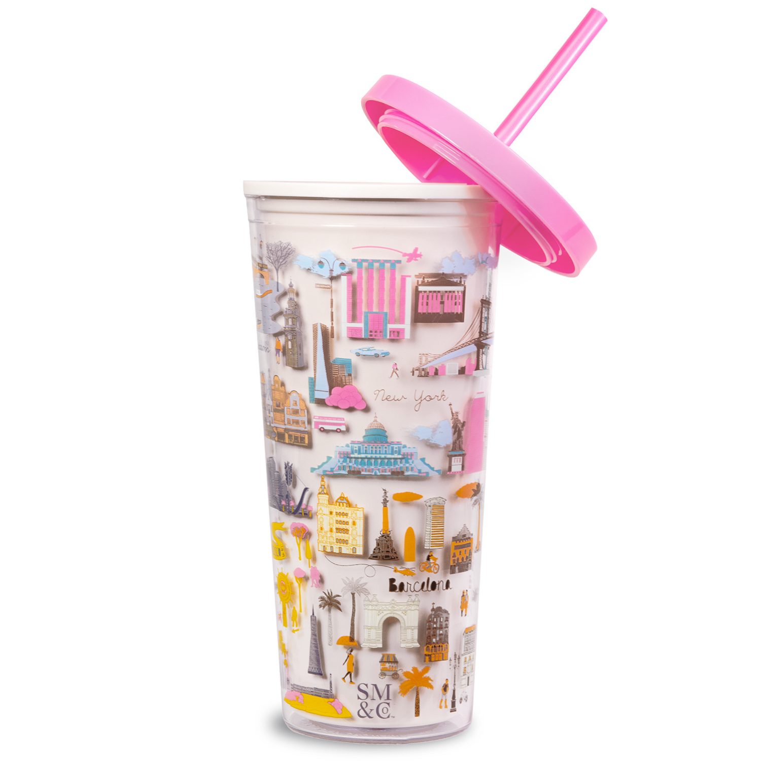 Tumbler with Straw, City Icons - Steel Mill Gifts