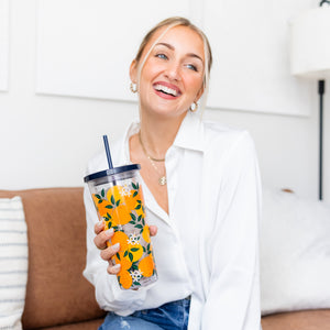 Tumbler with Straw, Orange Blossom