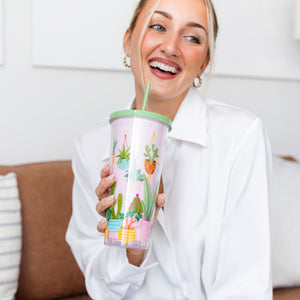 Tumbler with Straw Succulents
