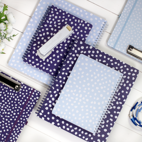 Mini Notebook, Light Blue Vintage Dots - Steel Mill Gifts