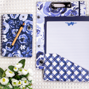 Mini Notebook, Blue Watercolor