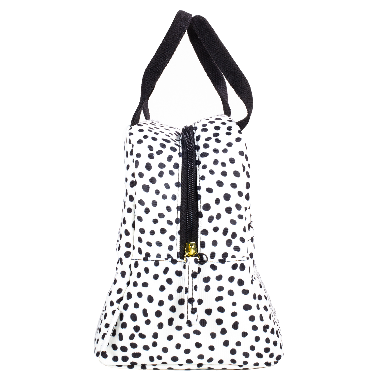 Small Lunch Tote, Black Dots