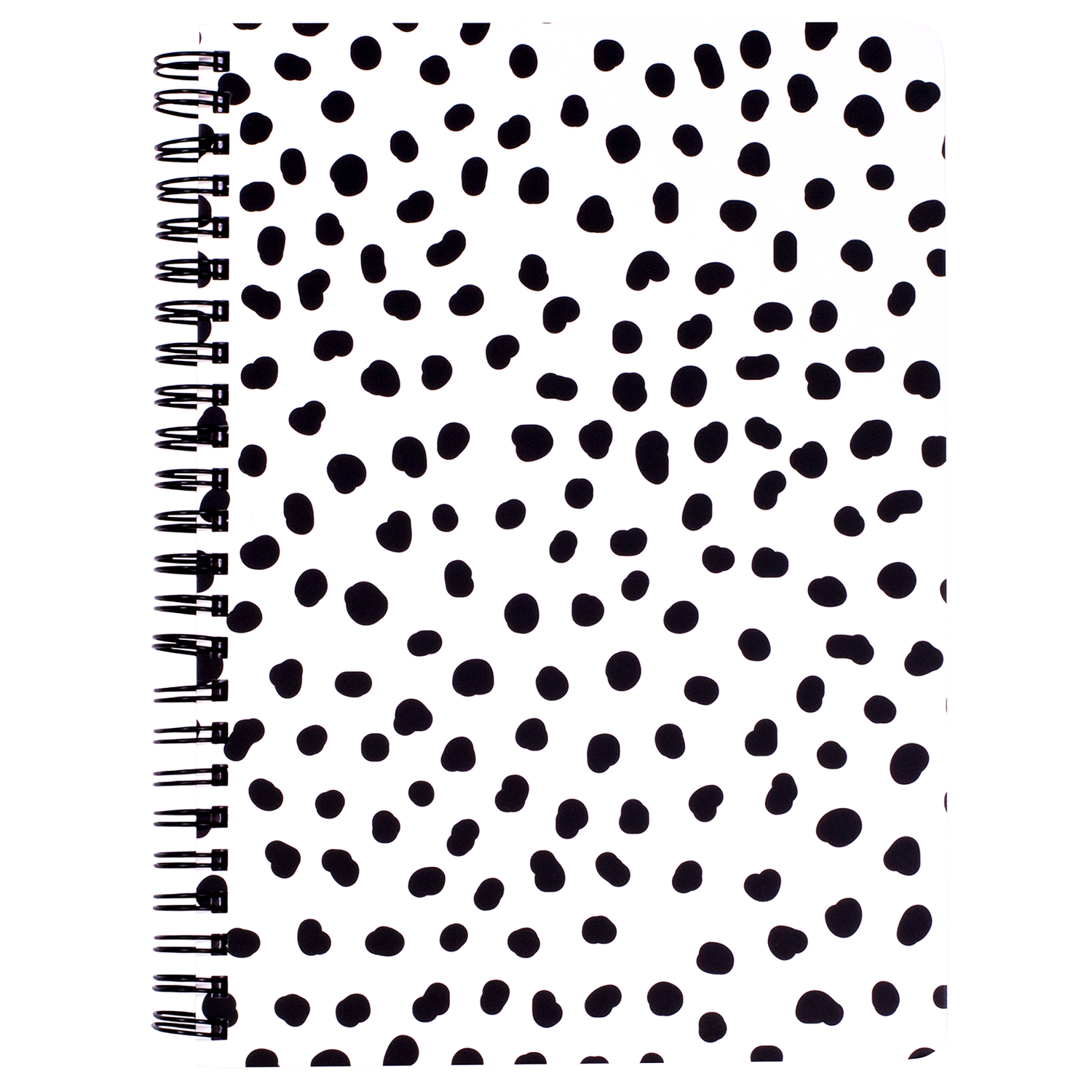 mini spiral notebook with black dots hardcover, metal spiral and 160 lined pages for school or office supplies