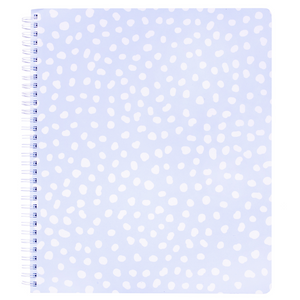 light blue large spiral notebook with white dot hardcover, metal spiral and 160 lined pages for school or office supplies