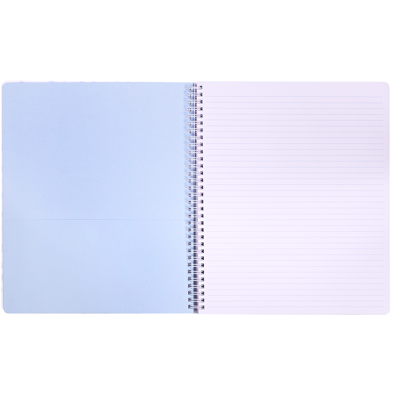 light blue large spiral notebook with white dot hardcover, metal spiral and 160 lined pages for school or office supplies