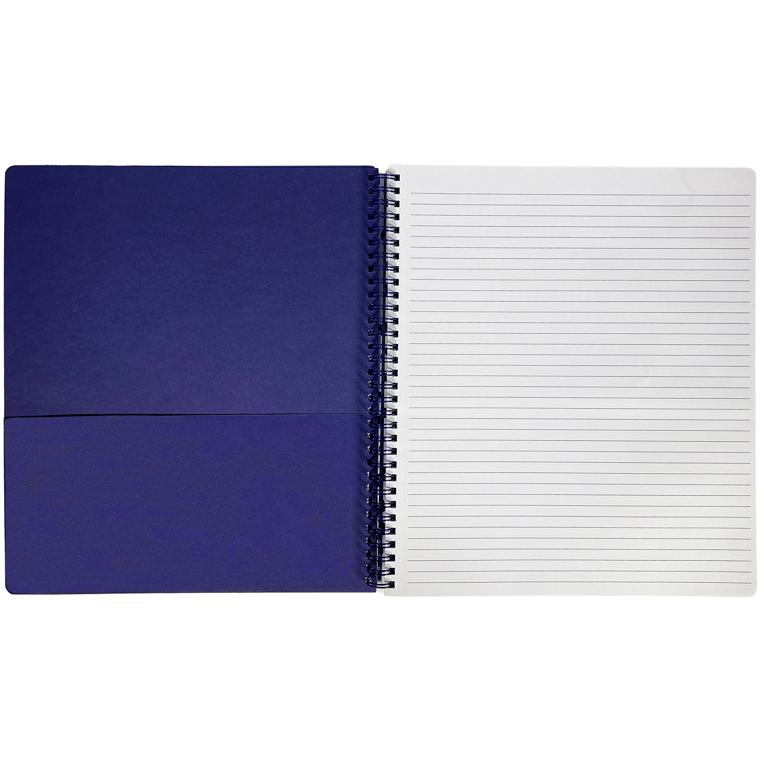 navy blue large spiral notebook with white dot hardcover, metal spiral and 160 lined pages for school or office supplies