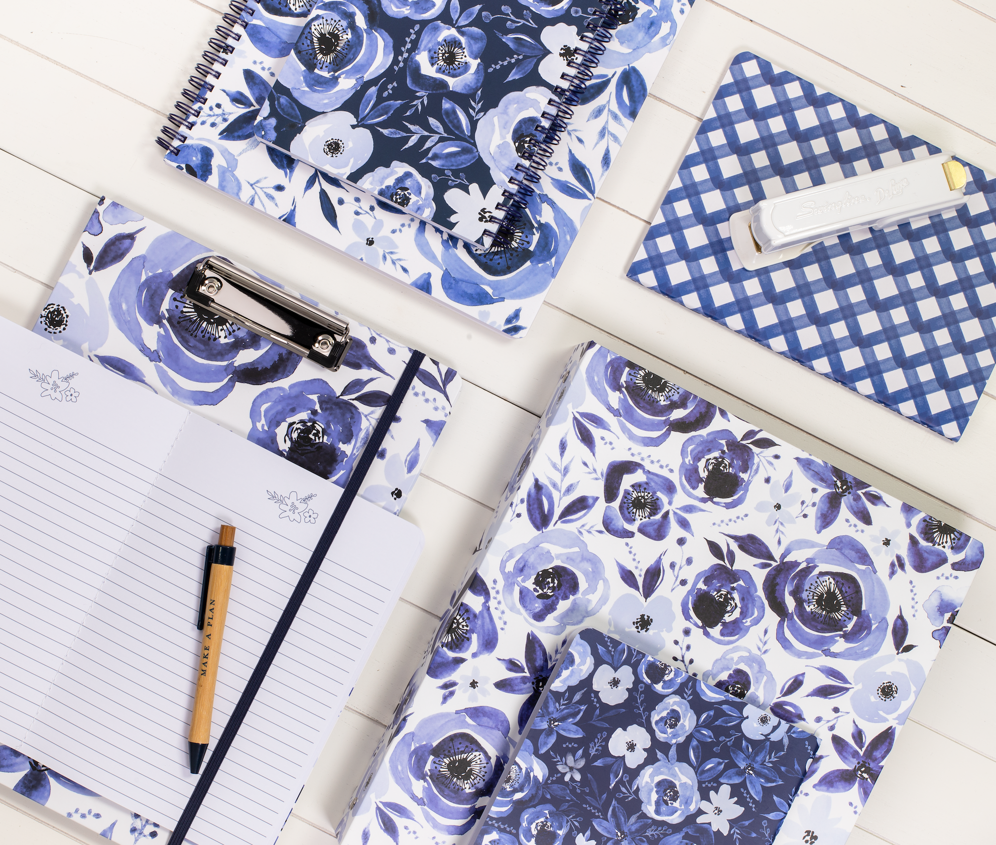 Three Ring Binder, Blue Watercolor