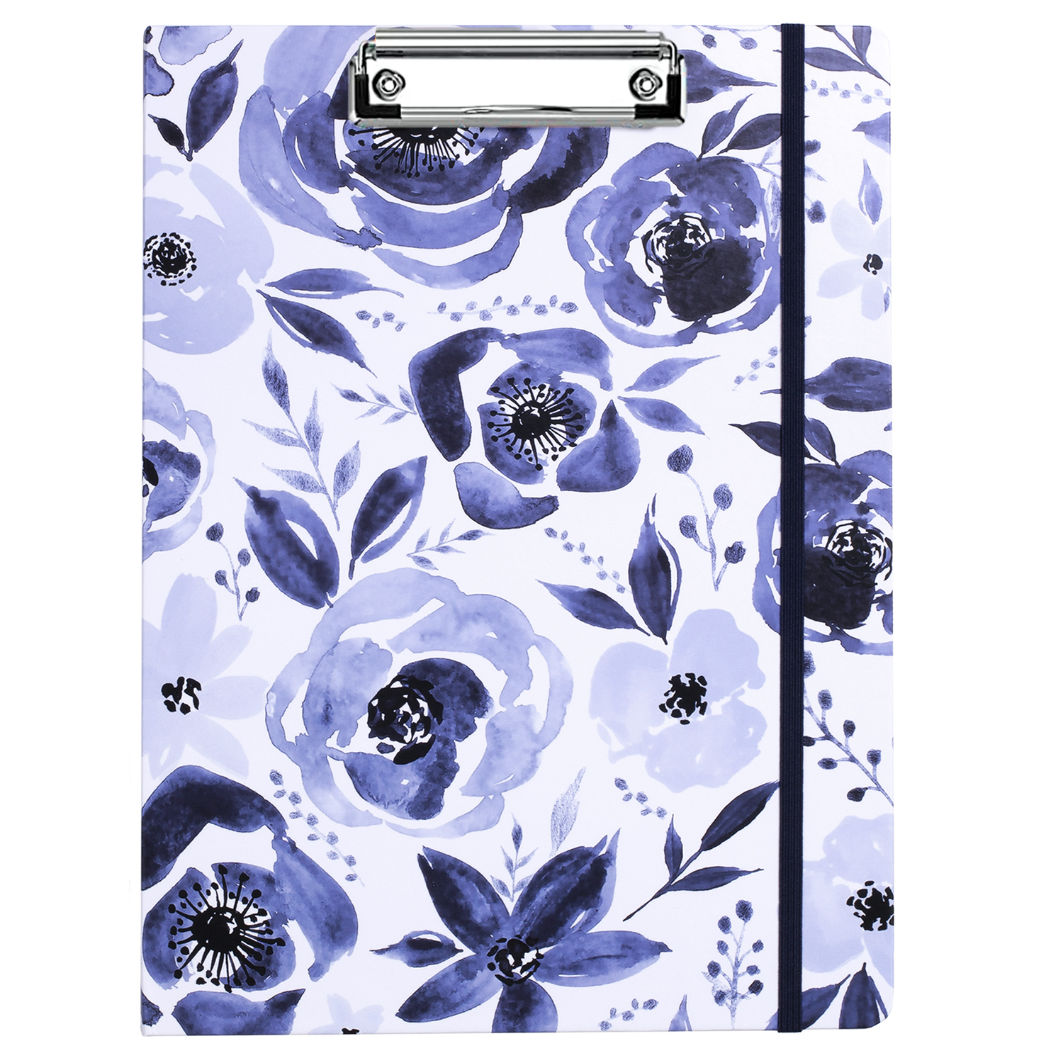 cute clipboard folio with blue watercolor floral hardcover and lined notepad for professional use 