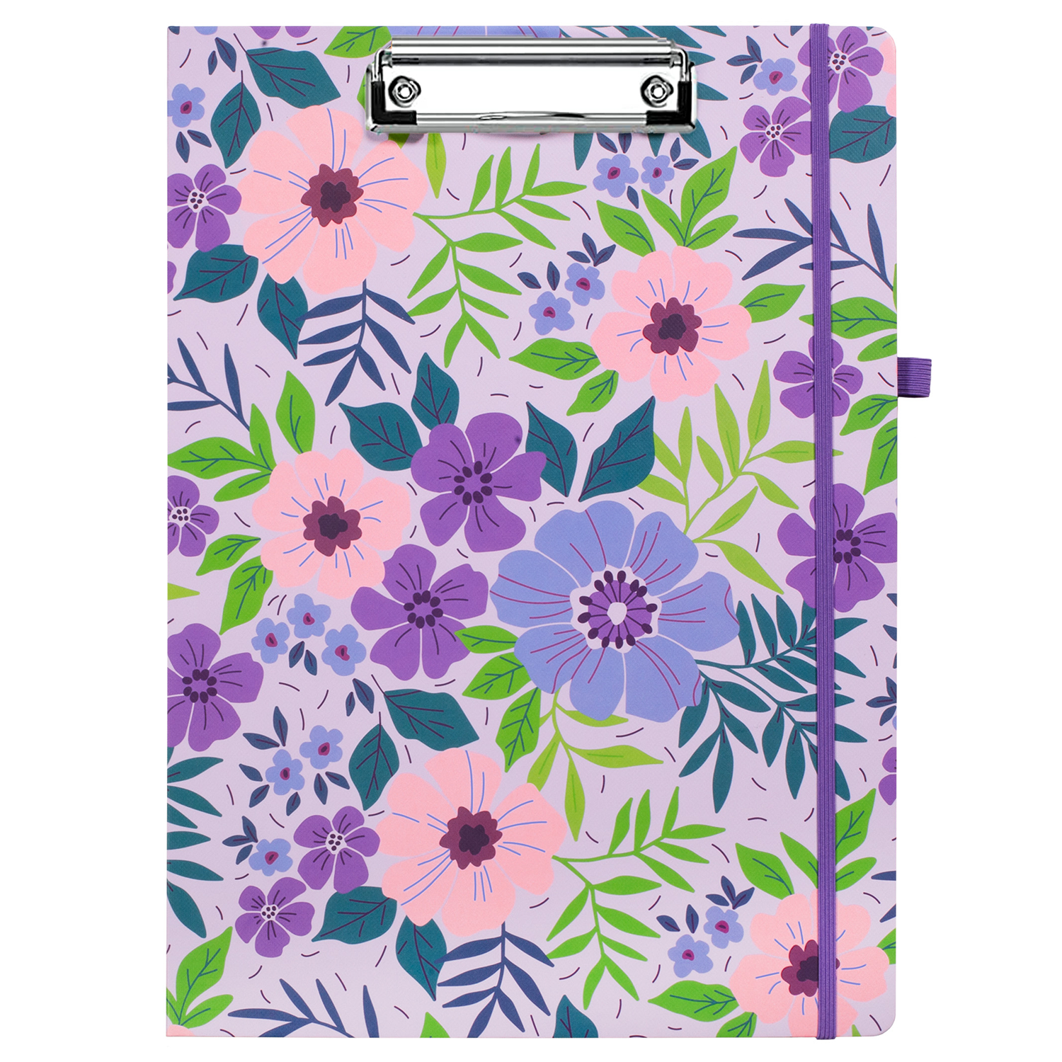 cute clipboard folio with lilac purple floral hardcover and lined notepad for professional use 