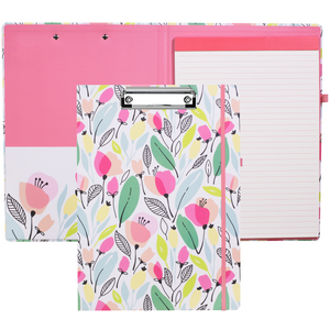cute clipboard folio with colorful spring floral hardcover and lined notepad for professional use 