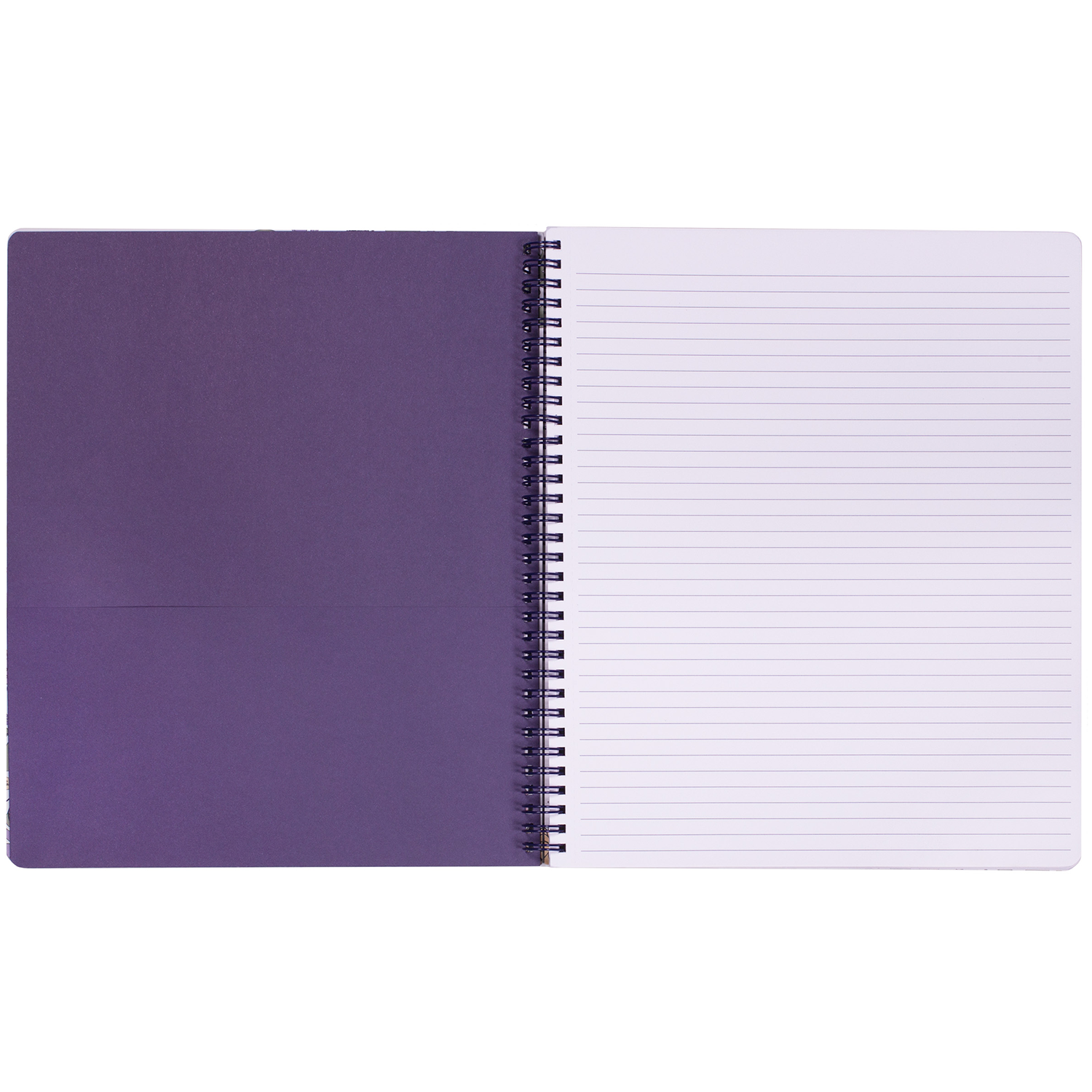 large spiral notebook with purple vine floral hardcover, metal spiral and 160 lined pages for school or office supplies