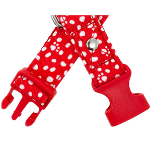 Large Dog Collar, Red Paws and Dots