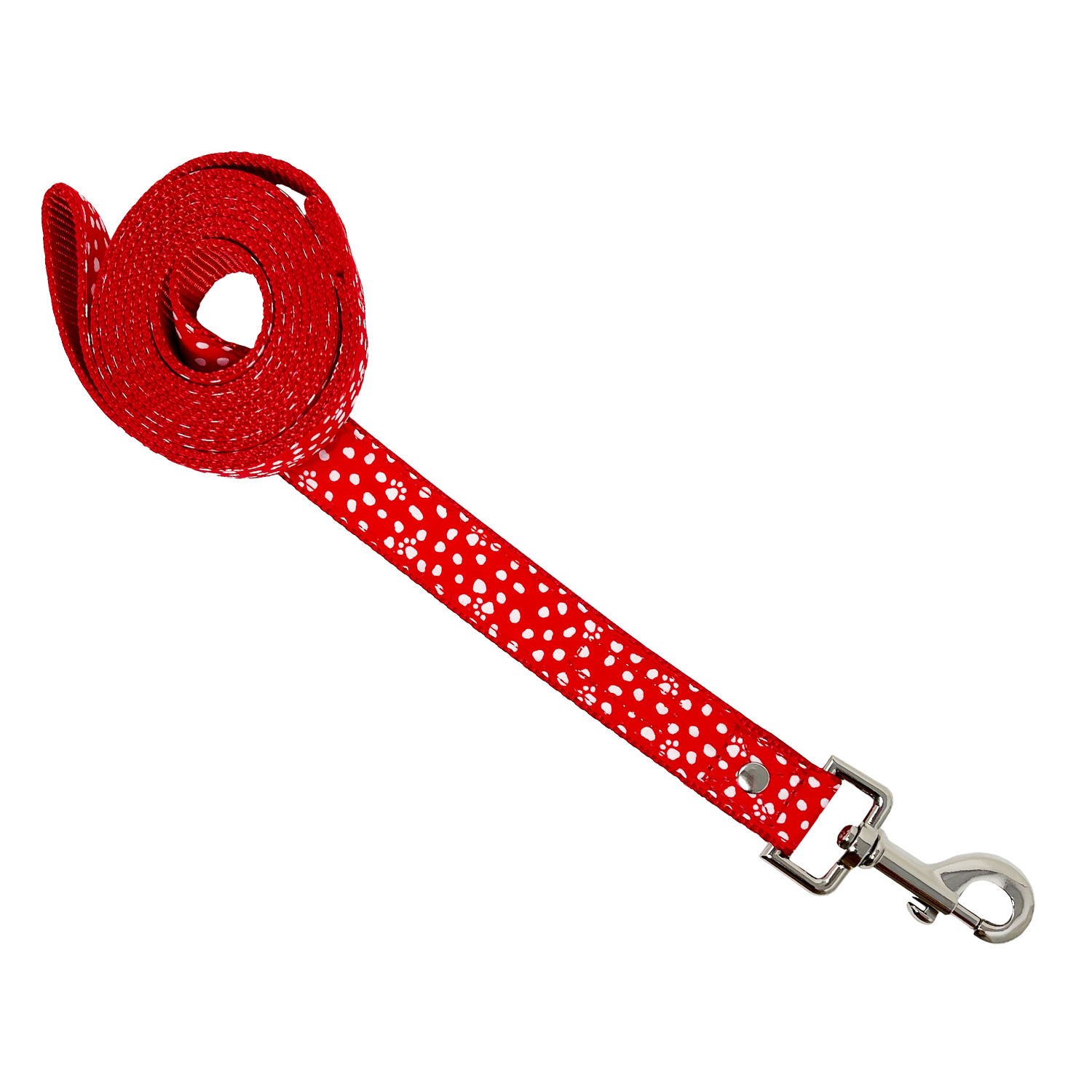 Dog Lead, Red Paws and Dots