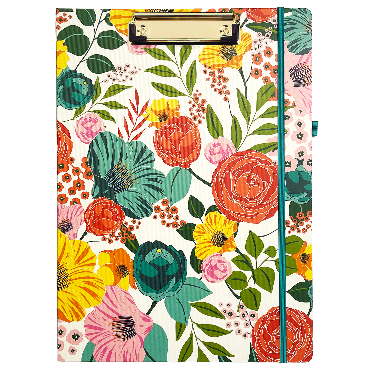 cute clipboard folio with cream hardcover with colorful flowers and lined notepad for professional use 