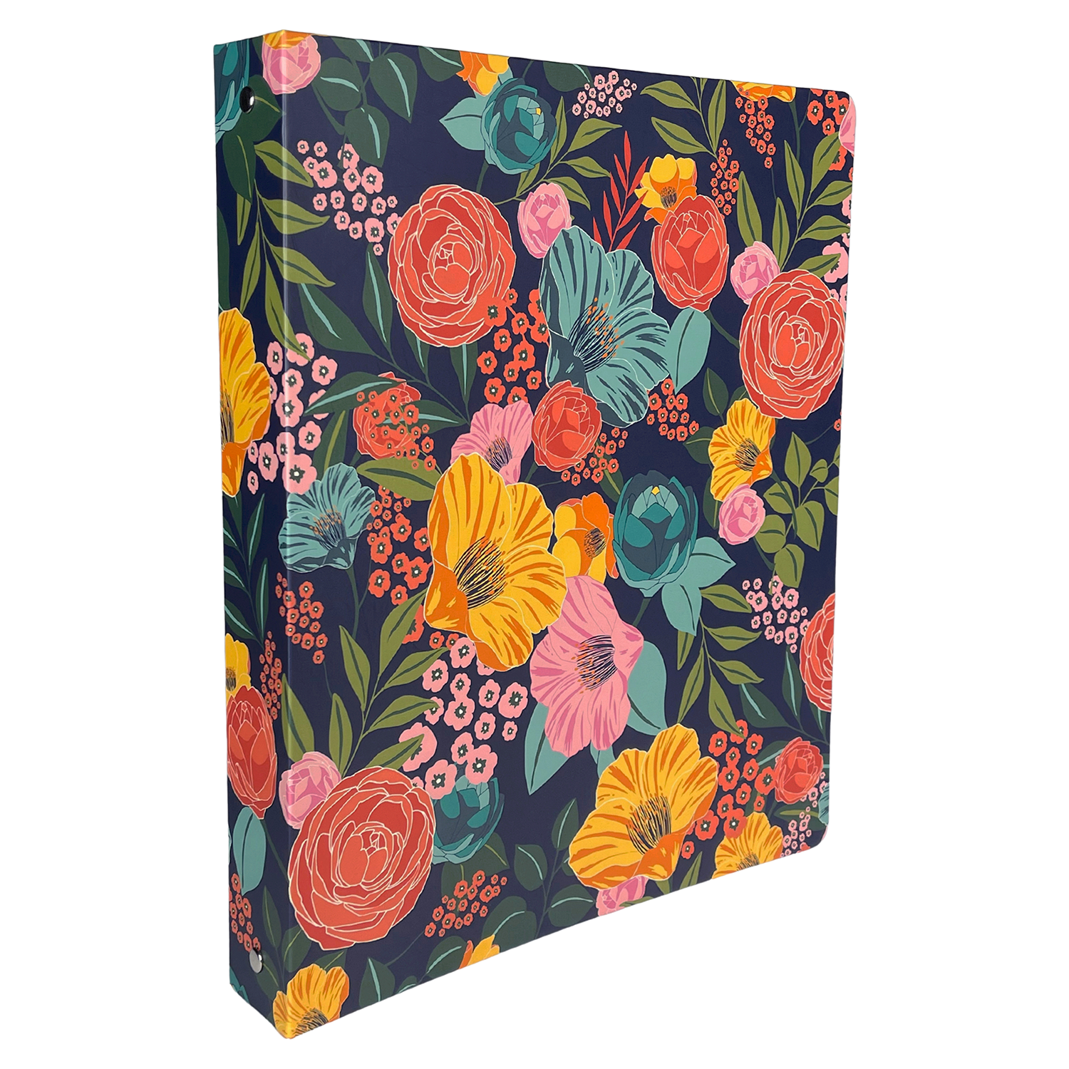 Three Ring Binder, Garden Blooms Navy