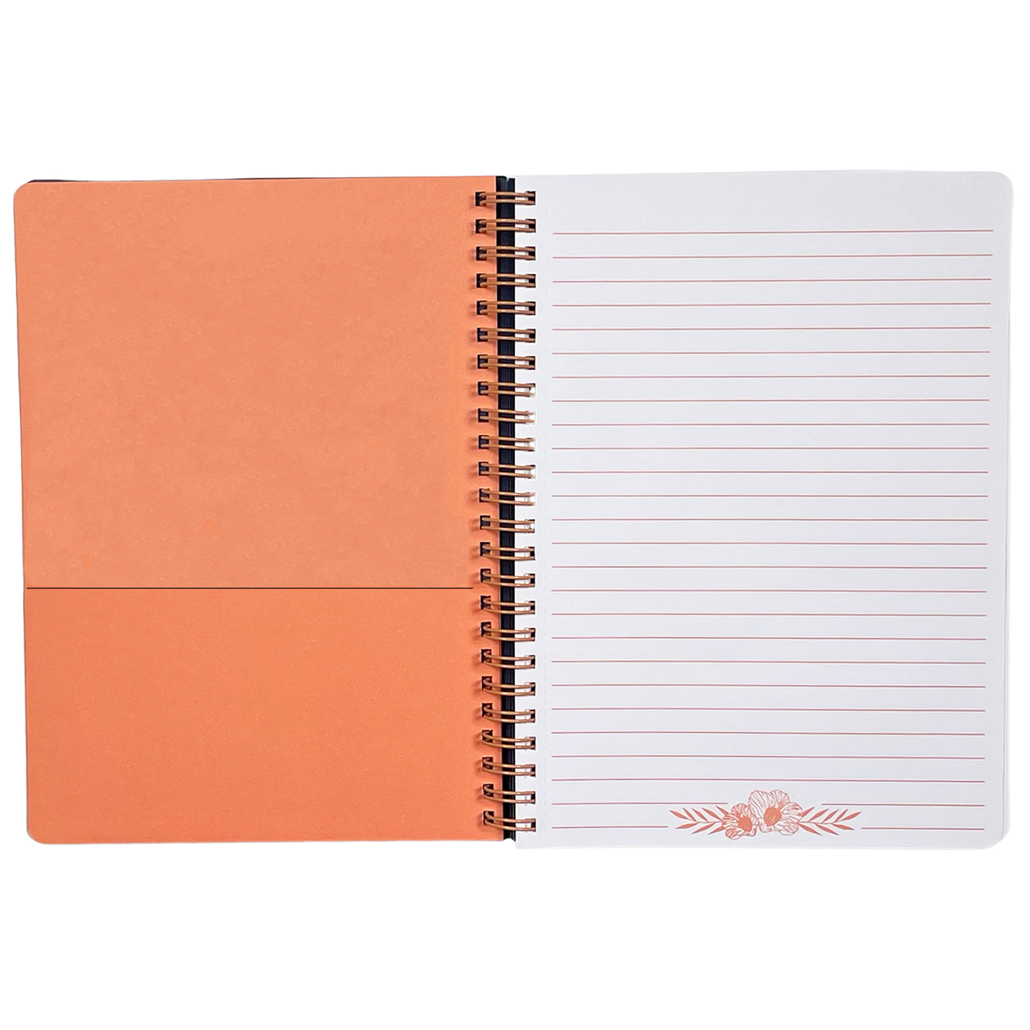 navy mini spiral notebook with colorful floral hardcover, metal spiral and 160 lined pages for school or office supplies