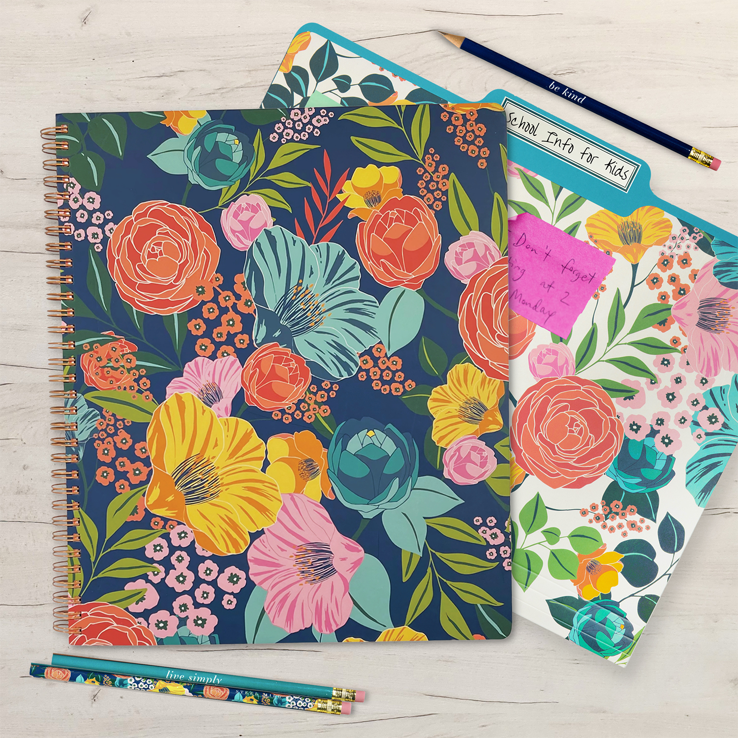 Pencil Set, Garden Blooms Navy