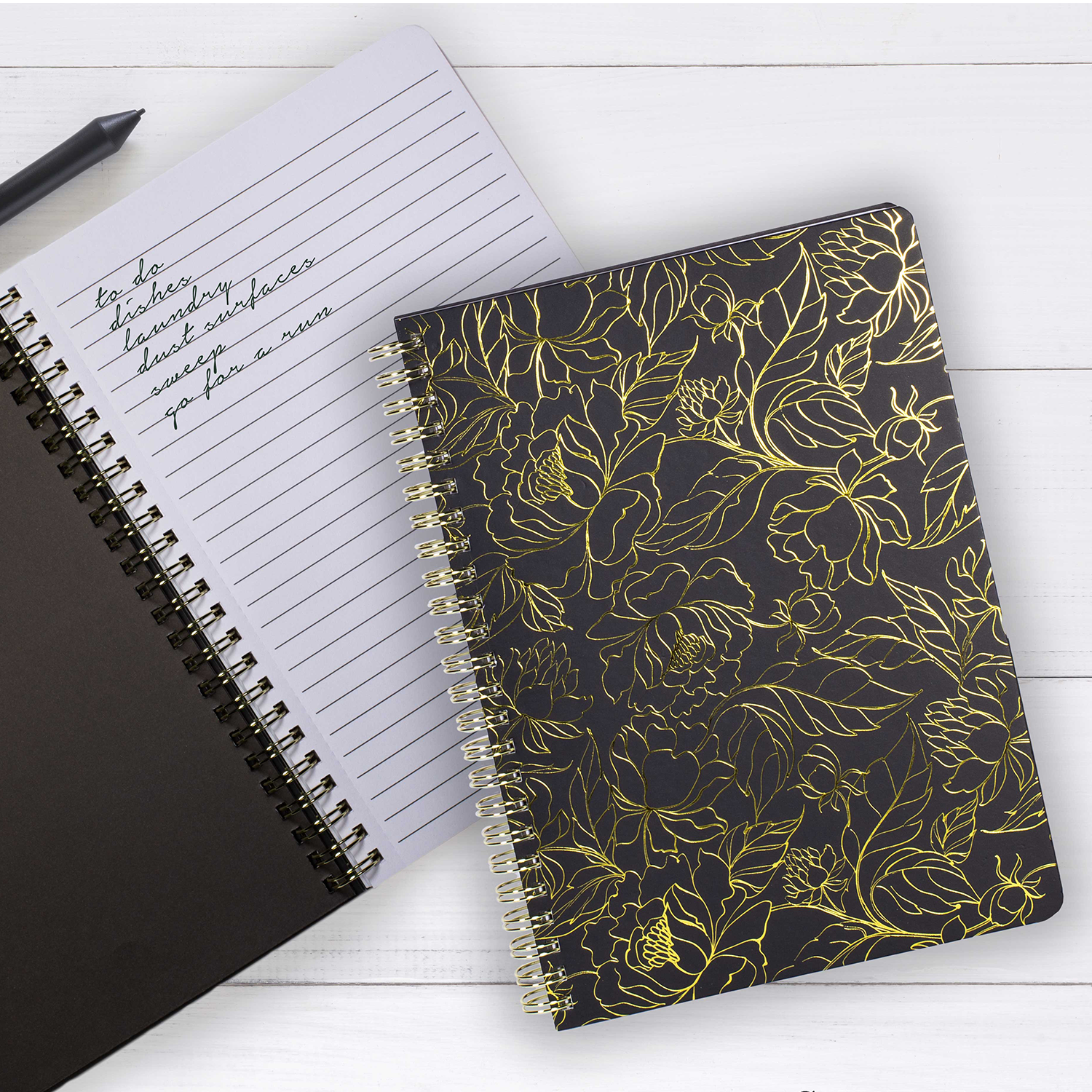 Mini Notebook, Gold Floral