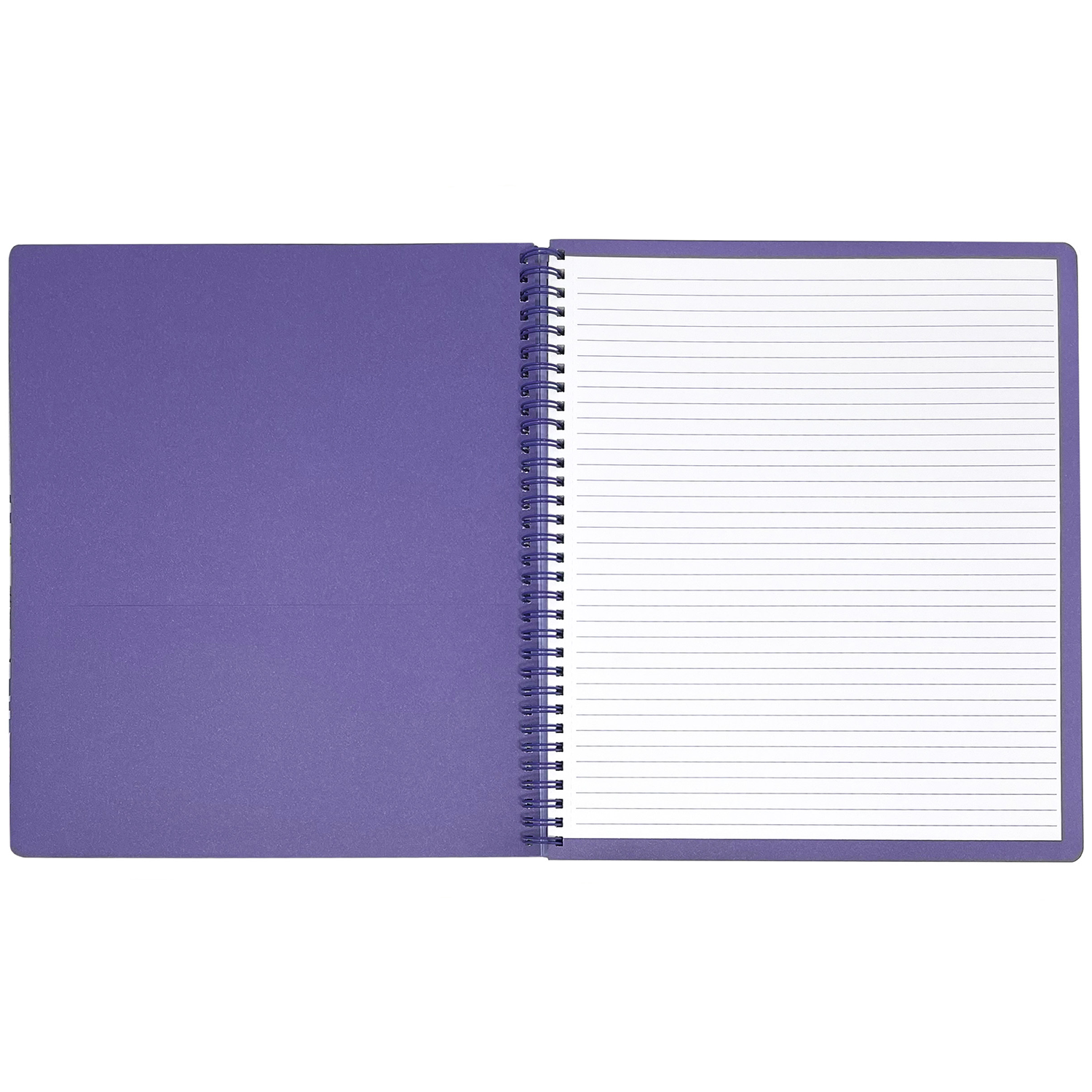 large spiral notebook with lilac purple floral hardcover, metal spiral and 160 lined pages for school or office supplies