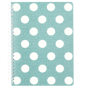 teal mini spiral notebook with white dots hardcover, metal spiral, 160 lined pages for school or office supplies