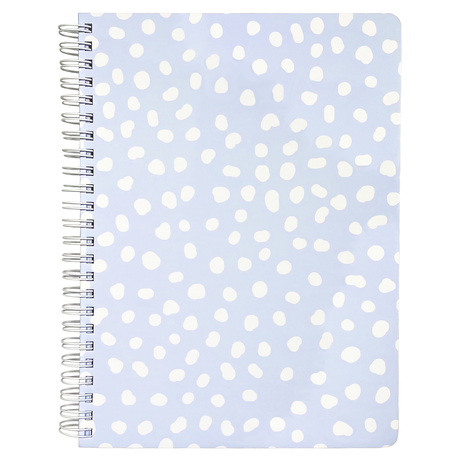 light blue mini spiral notebook with white dot hardcover, metal spiral and 160 lined pages for school or office supplies