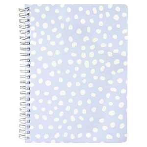 light blue mini spiral notebook with white dot hardcover, metal spiral and 160 lined pages for school or office supplies