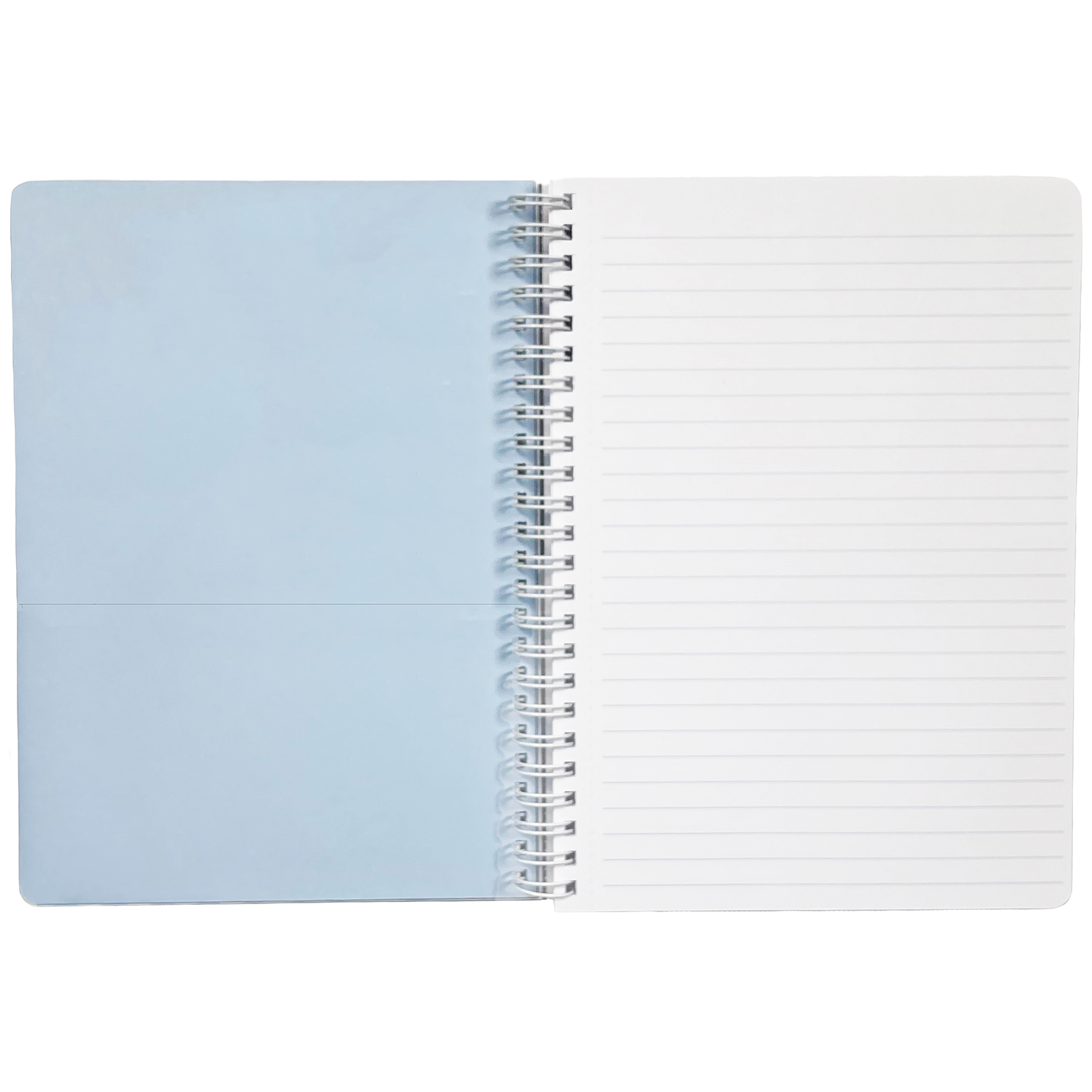 light blue mini spiral notebook with white dot hardcover, metal spiral and 160 lined pages for school or office supplies