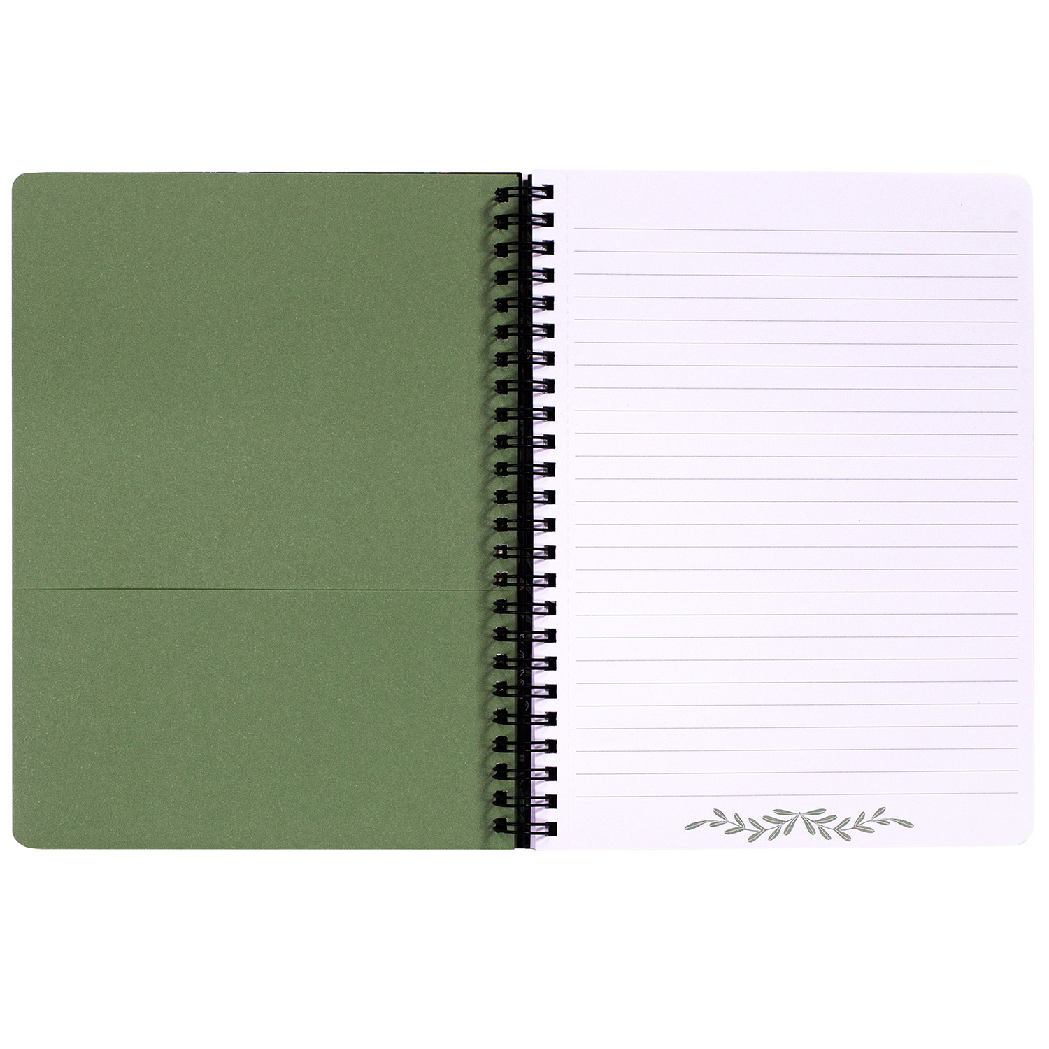 black mini spiral notebook with mushrooms on hardcover, metal spiral and 160 lined pages for school or office supplies
