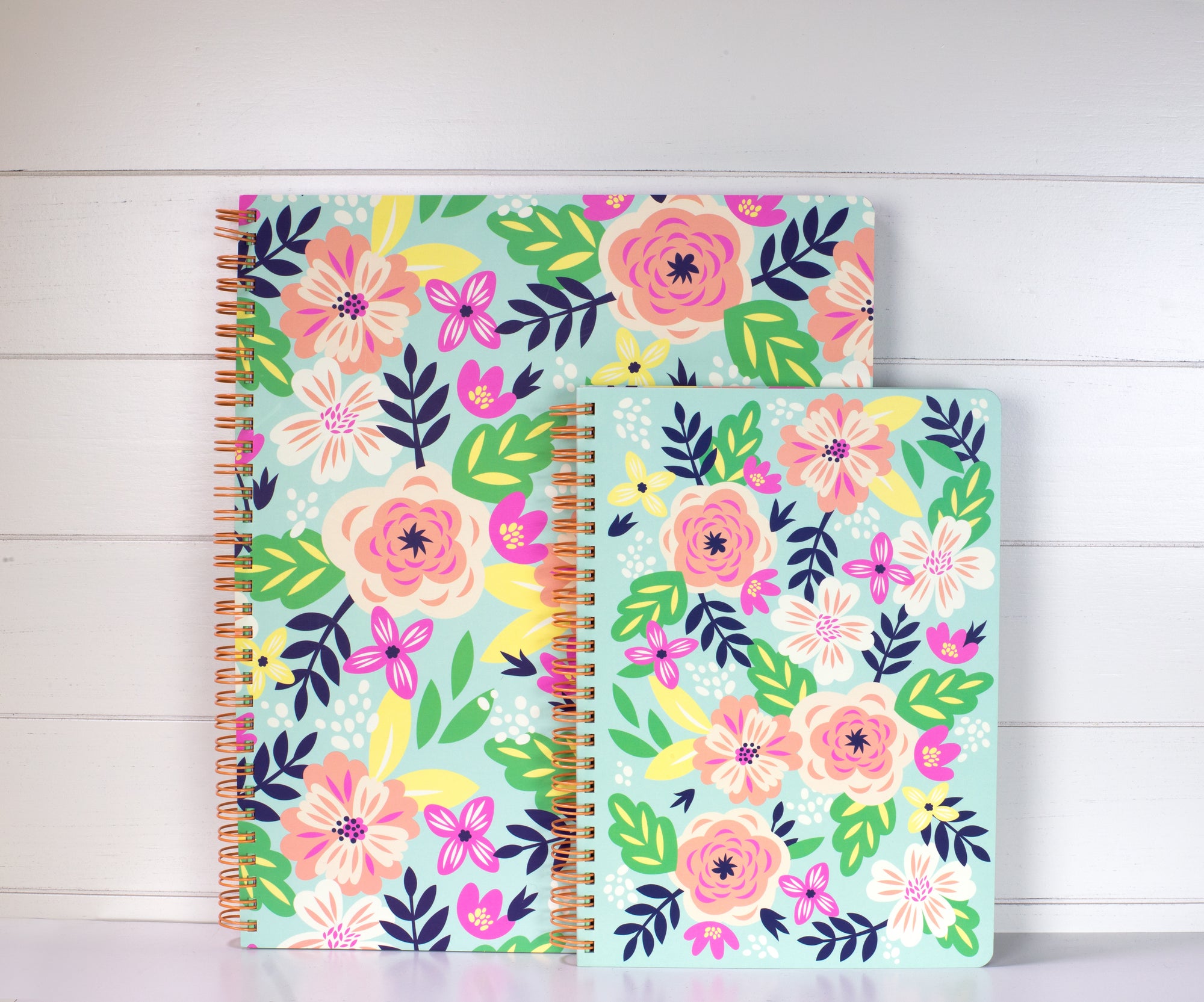 Large Notebook, Mint Floral