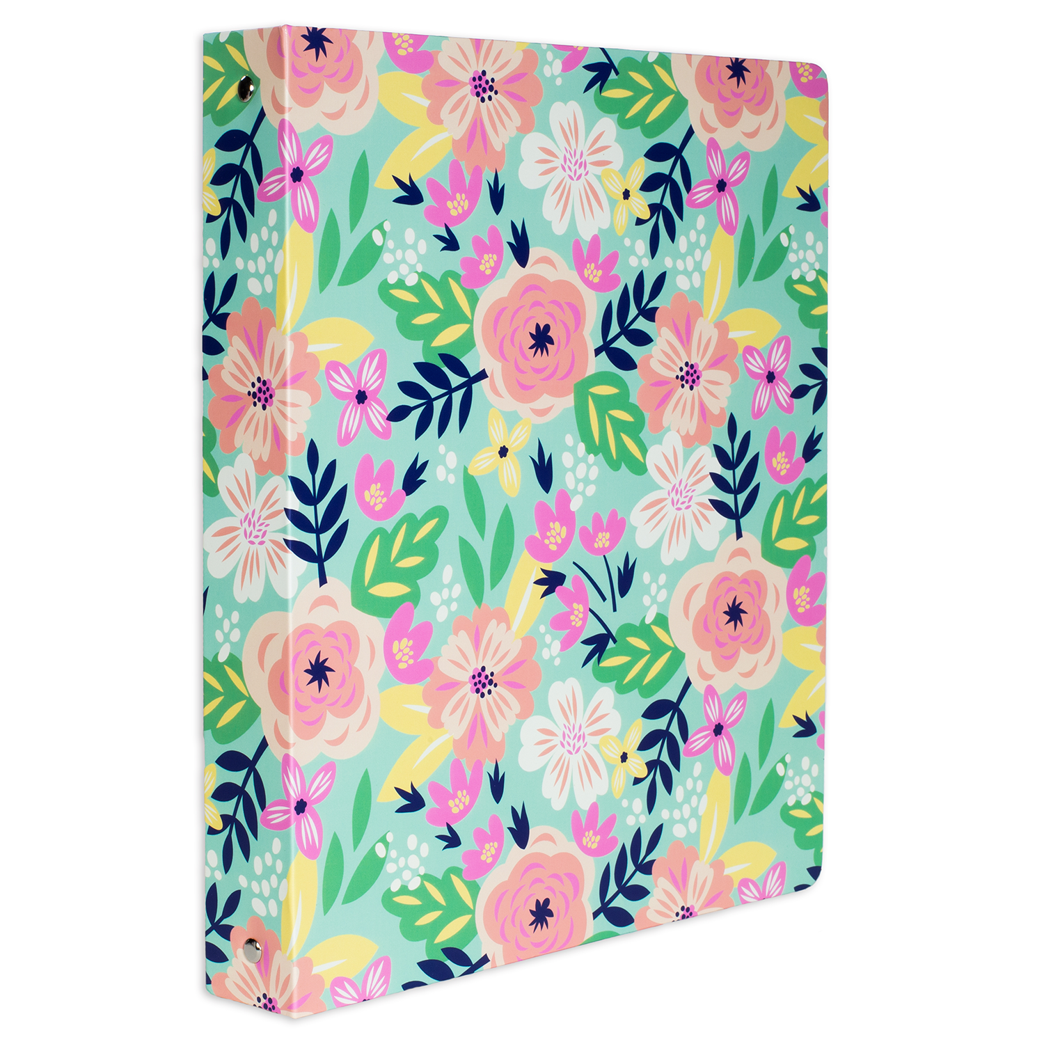 Three Ring Binder, Mint Floral