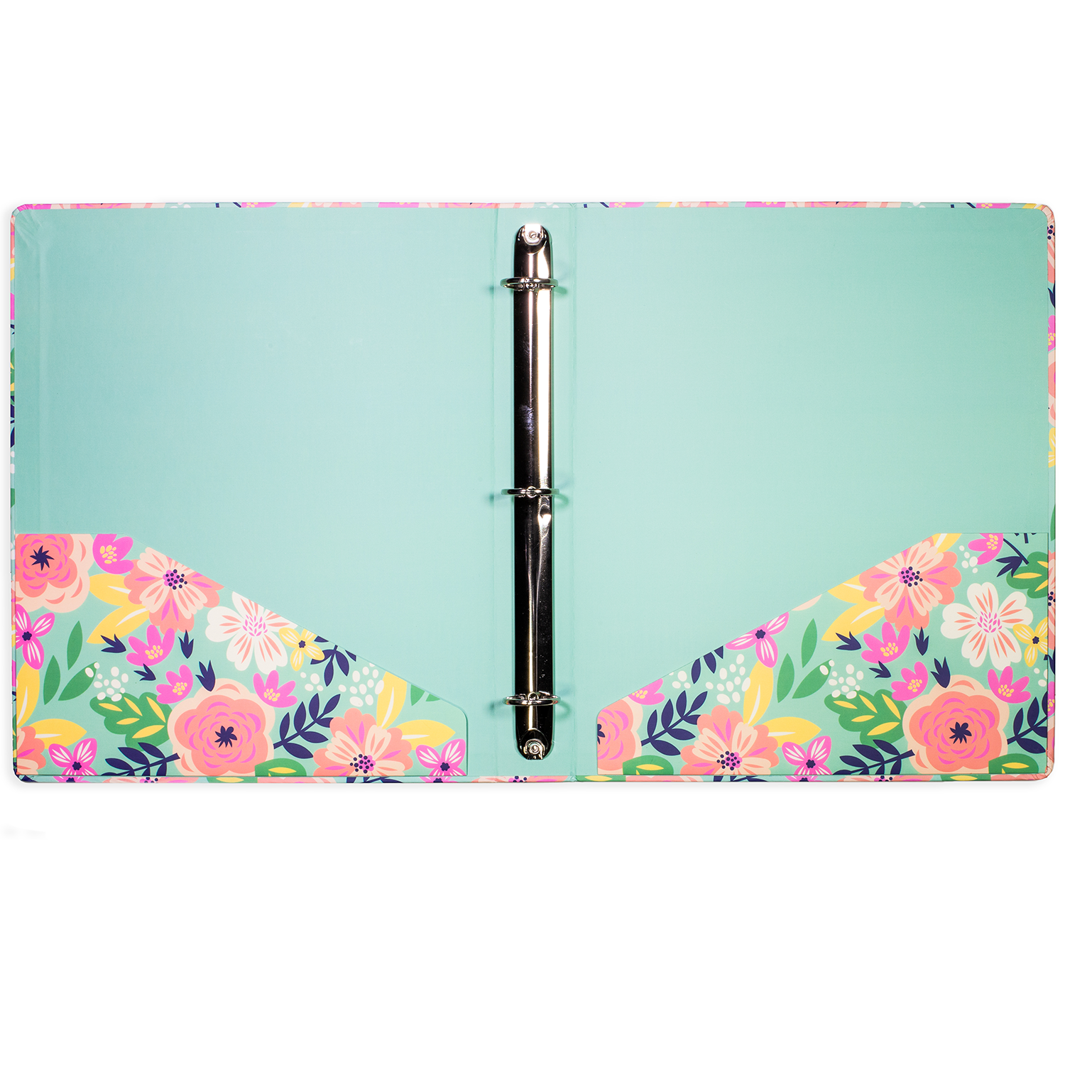 Three Ring Binder, Mint Floral