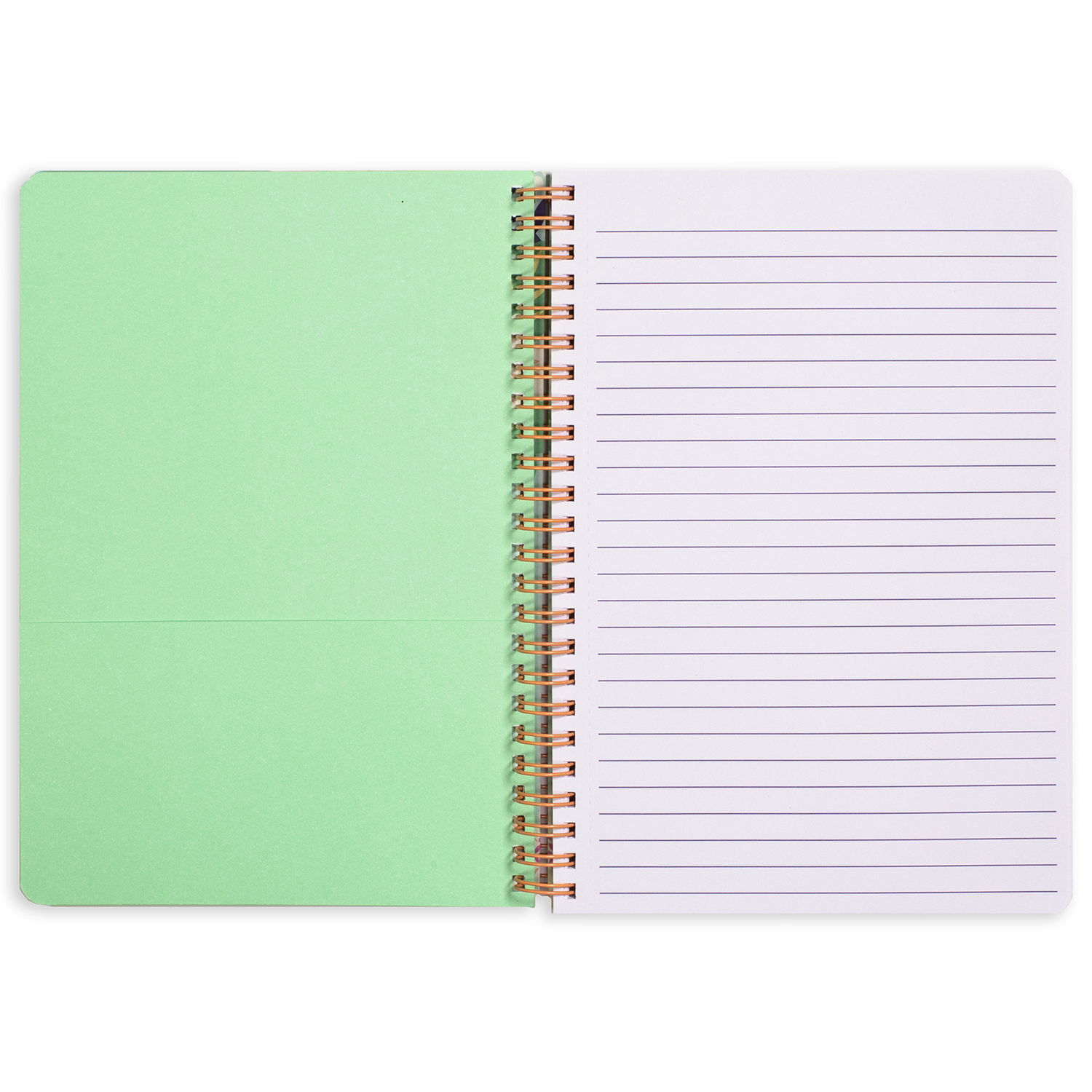 mini spiral notebook with mint green floral hardcover, metal spiral and 160 lined pages for school or office supplies