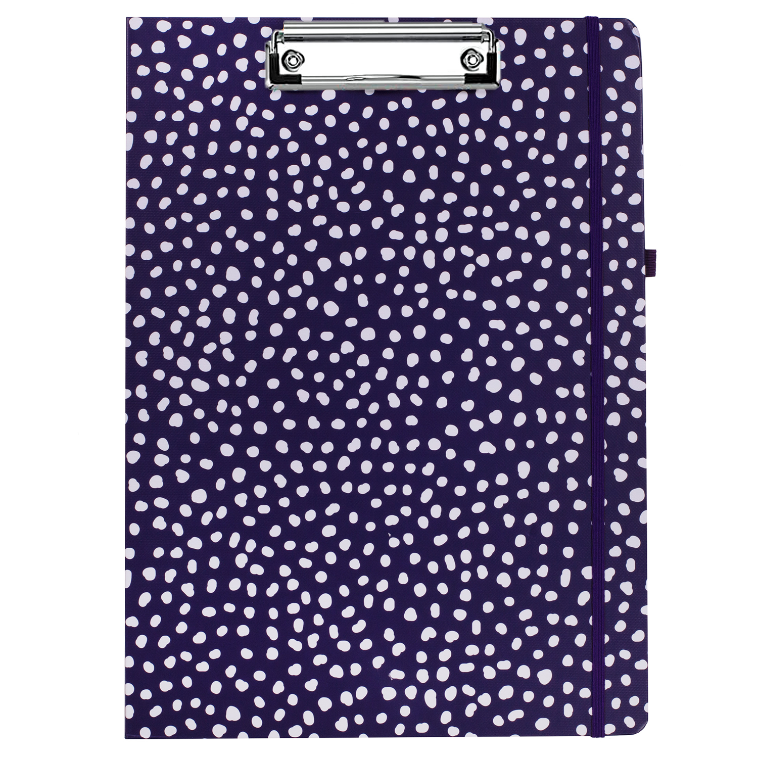 cute clipboard folio with navy blue hardcover with white polka dots and lined notepad for professional use 