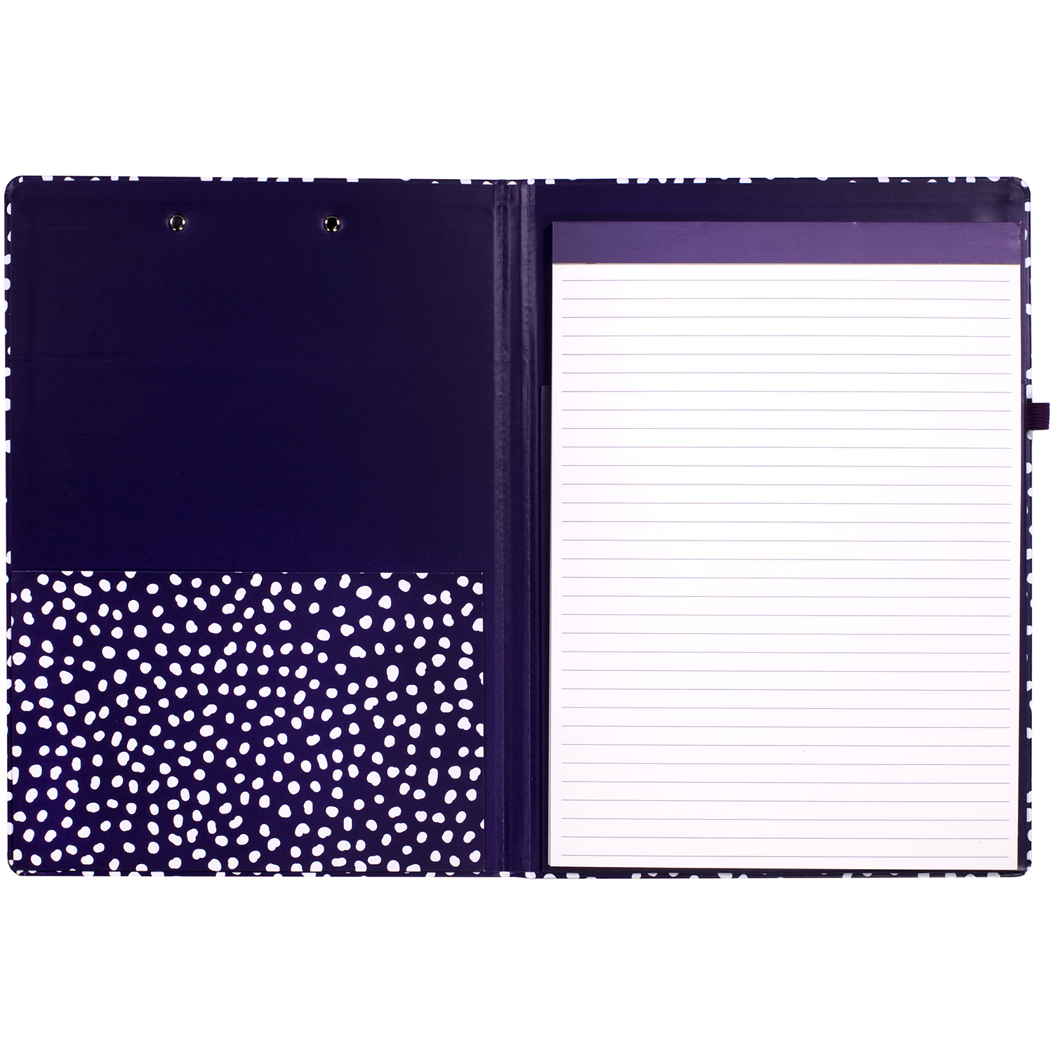 Clipboard Folio, Navy Dots