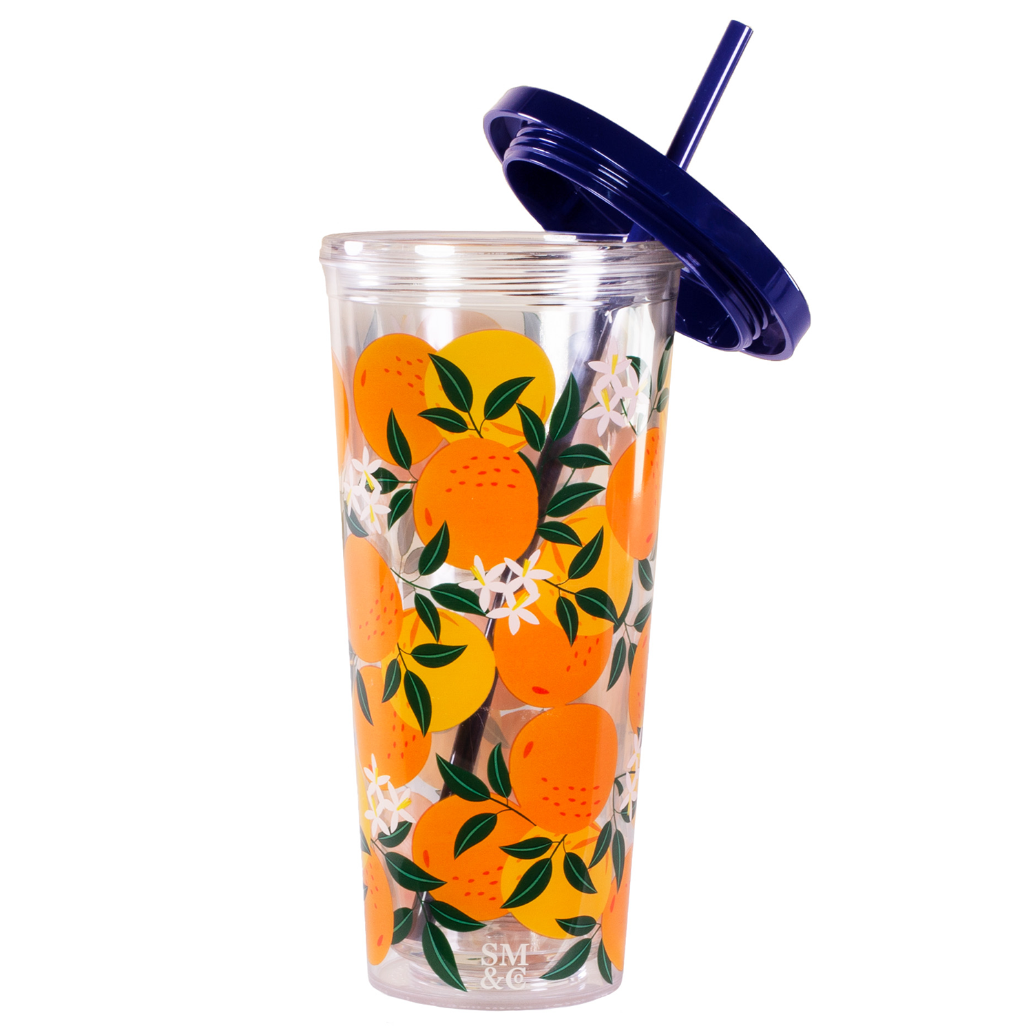 Tumbler with Straw, Orange Blossom - Steel Mill Gifts