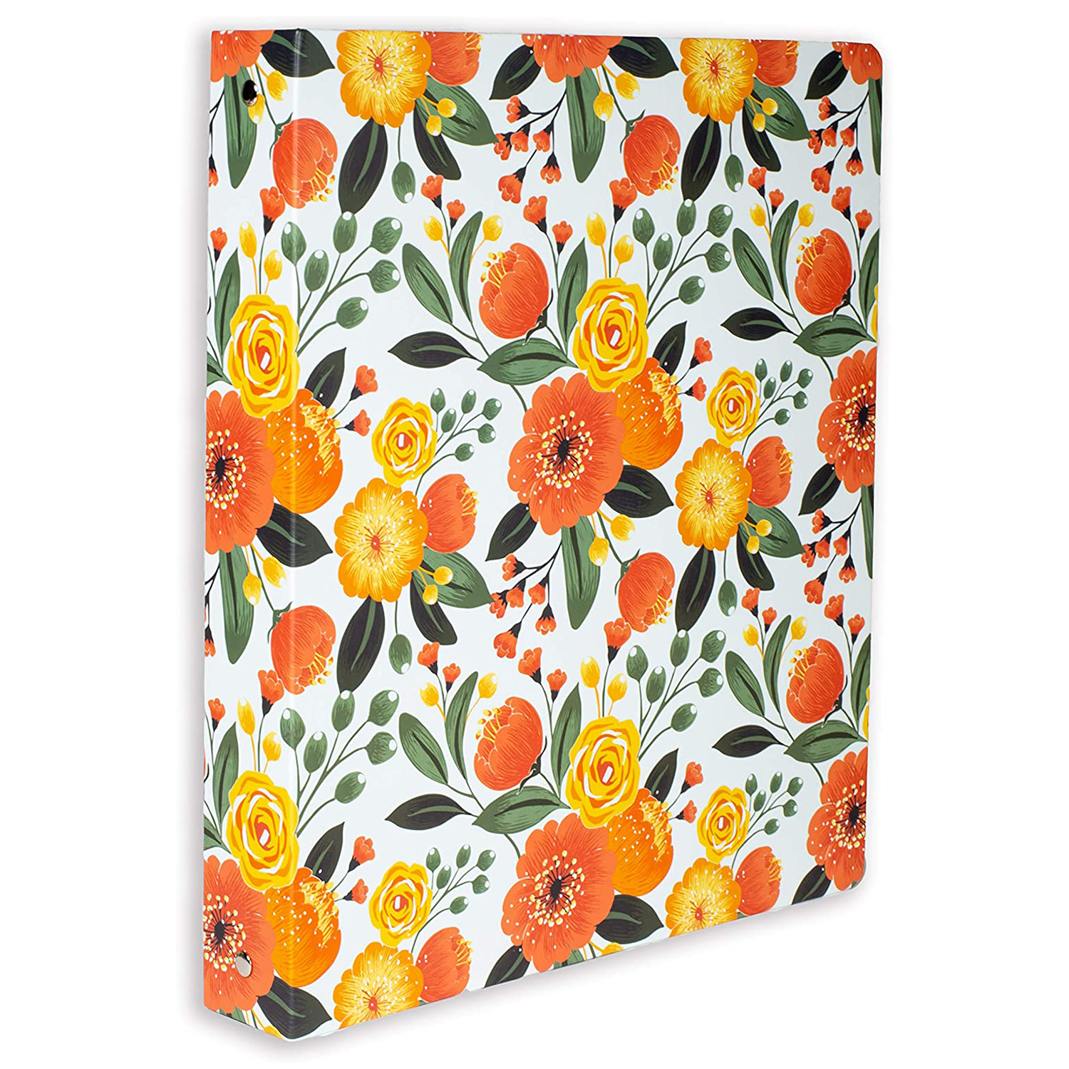 Three Ring Binder, Orange Floral