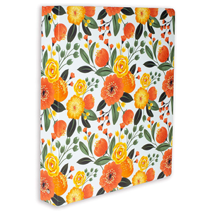 Three Ring Binder, Orange Floral